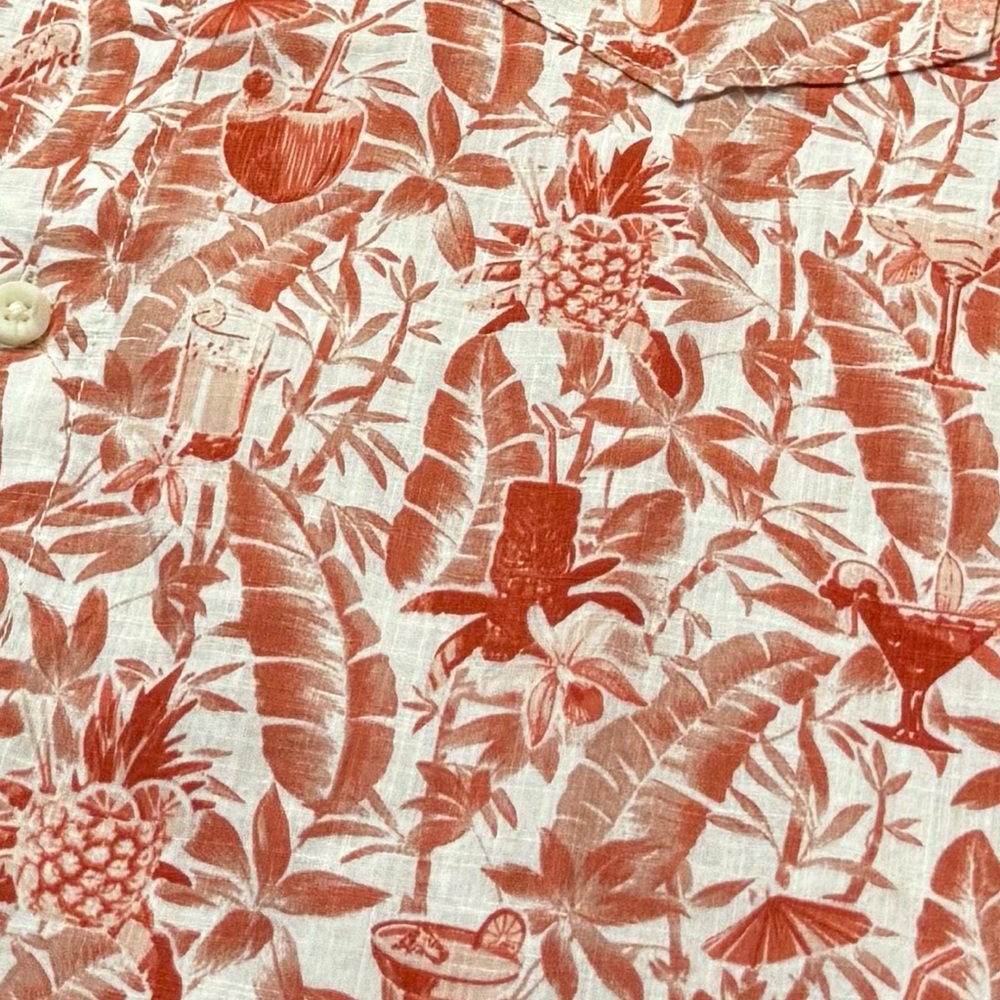 NWT Men’s Tommy‎ Bahama Short Sleeve Hawaiian Cotton Shirt Mango Tango - Picture 5 of 15